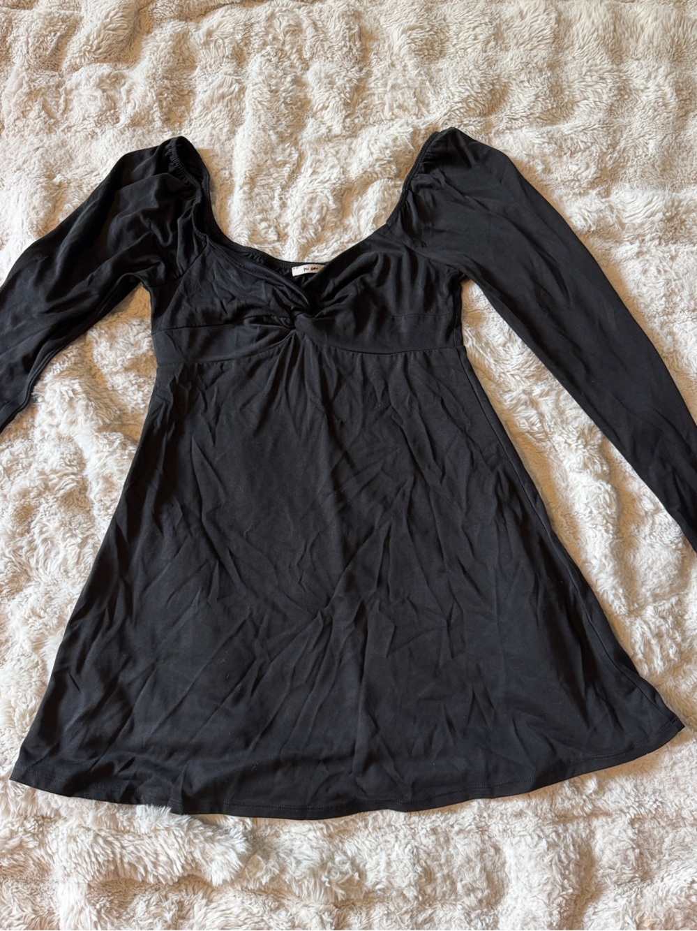Black Long-Sleeve Empire Waist Dress